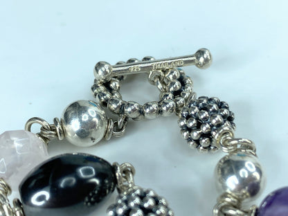 Michael Dawkins Sterling multiple Gemstones Pearl Toggle necklace 72.7g JR406
