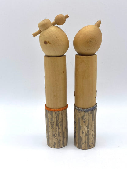 Creative Stylish Kokeshi with Kanasazi hairpin Couple by Lake Towada 6 1/4"