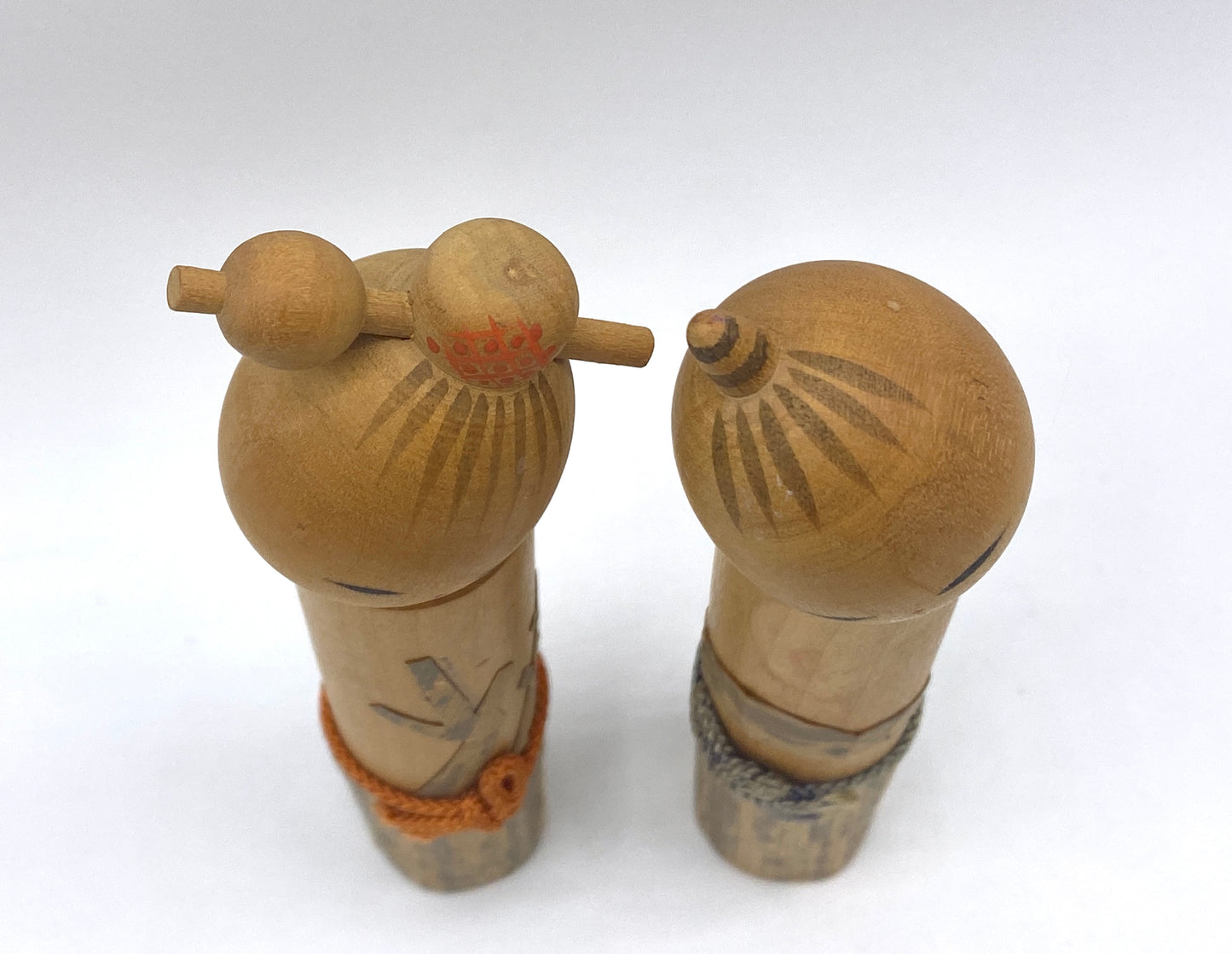 Creative Stylish Kokeshi with Kanasazi hairpin Couple by Lake Towada 6 1/4"