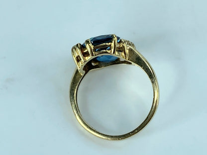 10K Yellow Gold Swiss Blue & White Topaz swirl Ring 3.1g s5 3.1g JR468