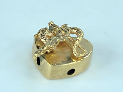 Antique 14K yellow gold 3D Griffin Heart shape sliding charm 2.5g 17.7mm JR408