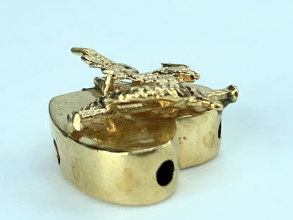 Antique 14K yellow gold 3D Griffin Heart shape sliding charm 2.5g 17.7mm JR408