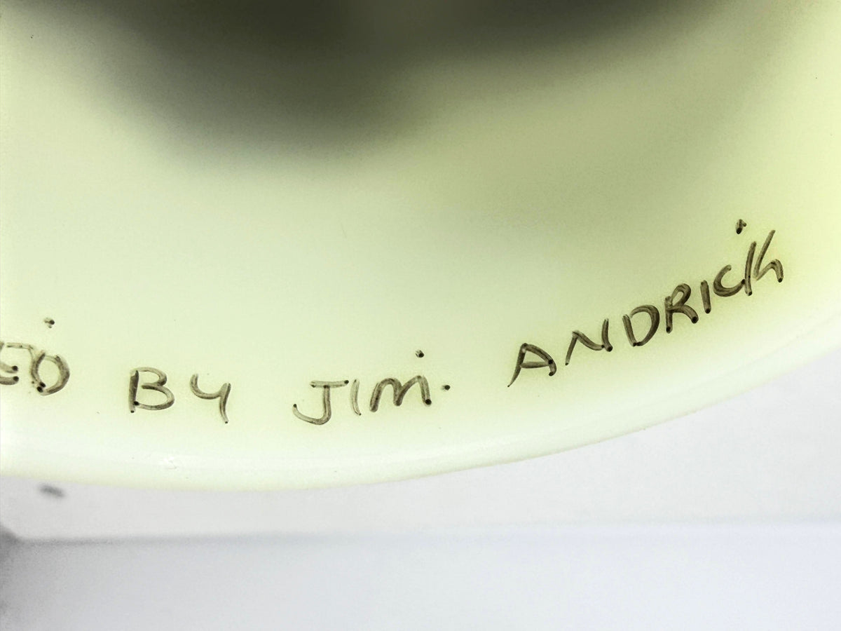 Fenton Vintage Burmese Uranium Glass Snow Scene Fairy Lamp Jim Andrick A1336