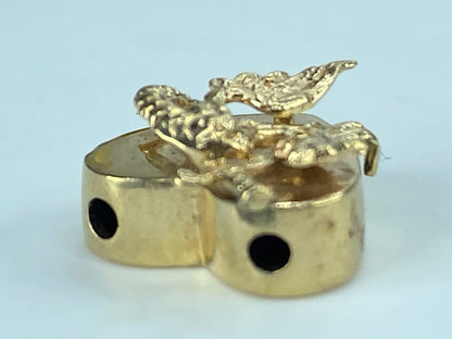 Antique 14K yellow gold 3D Griffin Heart shape sliding charm 2.5g 17.7mm JR408