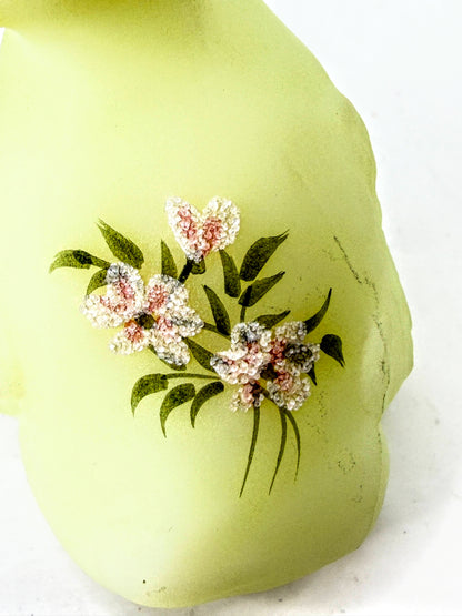 Fenton Vintage Burmese Uranium Glass Duckling UV Glow Hand Painted Mint A1337