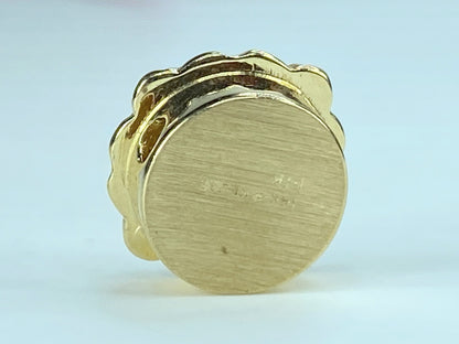 14K yellow gold 0.03ct round Diamond Floral etching sliding charm 3.9g JR409