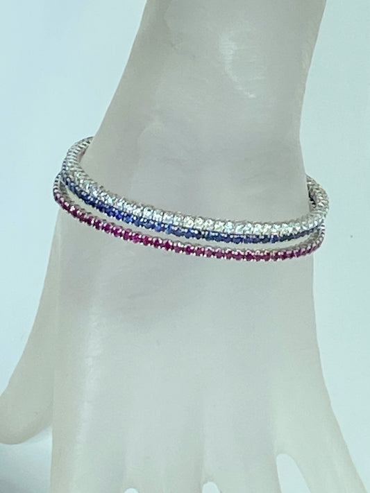 Large Advantage Bracelet Set in Sapphire, Diamond and Ruby 24g size 6.25" JR965