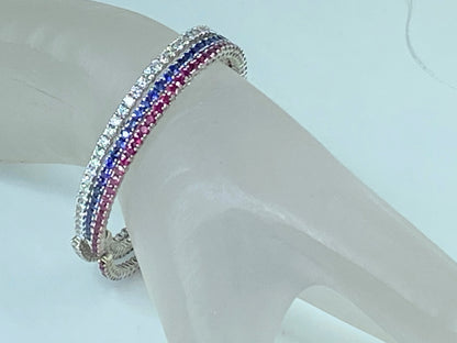 Large Advantage Bracelet Set in Sapphire, Diamond and Ruby 24g size 6.25" JR965