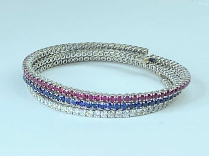 Large Advantage Bracelet Set in Sapphire, Diamond and Ruby 24g size 6.25" JR965