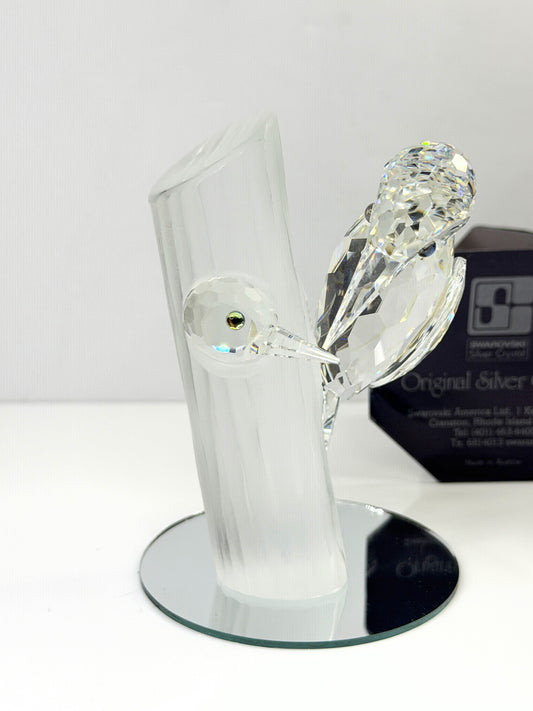 Swarovski Crystal 1988 Annual Woodpecker Figurine 014745 with Mirror Base S283