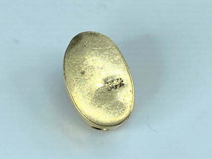 14K yellow gold 6.0mm Cat's Eye gems oval sliding charm 1.6g 13.8x9.2mm JR411