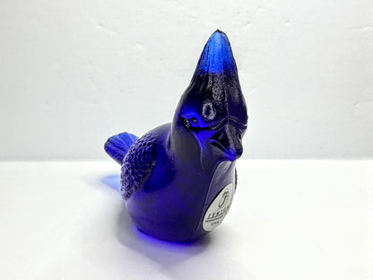 70's Fenton Cobalt Blue Glass Cardinal Bird Figurine Mint Original Label XN163
