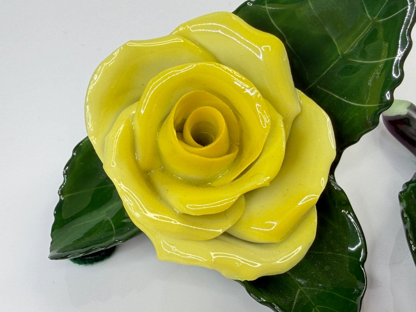 Herend Hungary Handpainted Porcelain Yellow Open Rose Figurines Pair A863