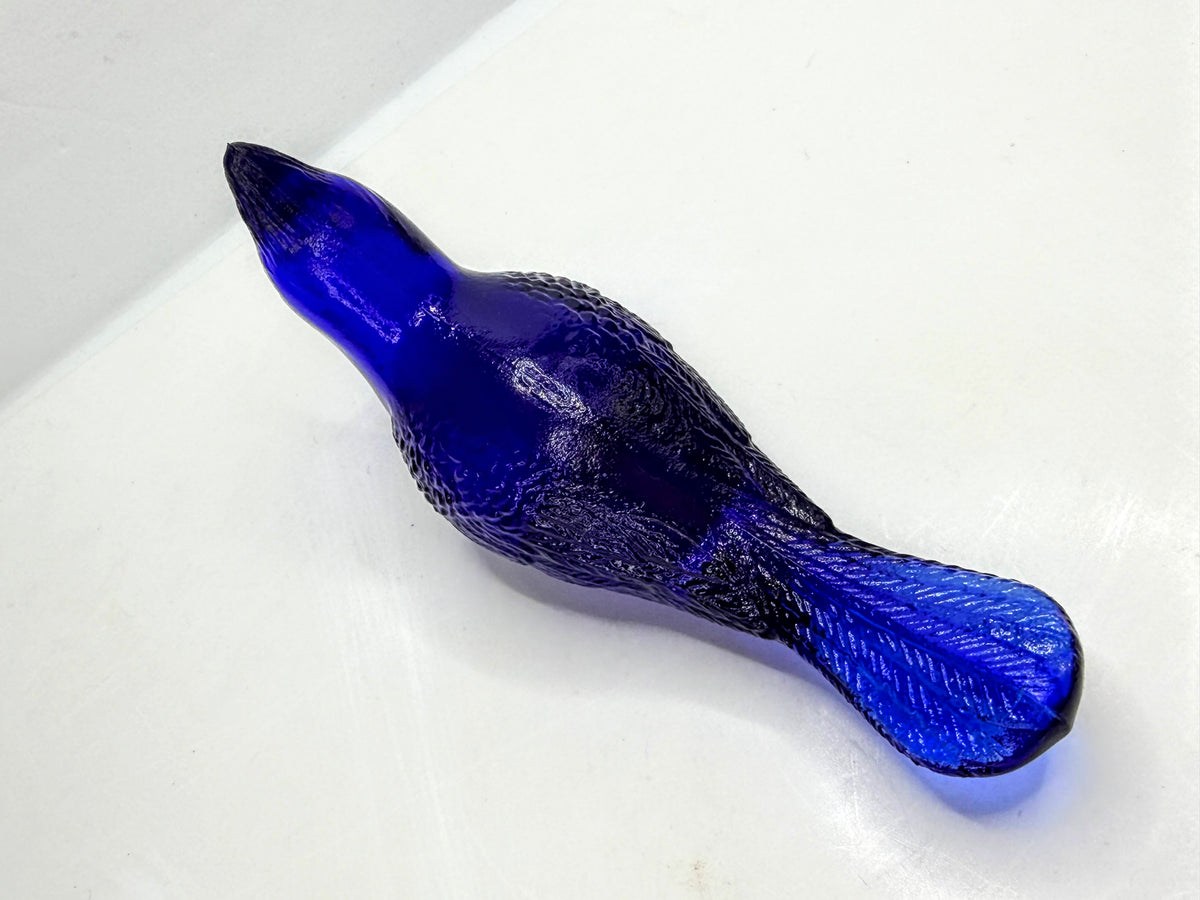 70's Fenton Cobalt Blue Glass Cardinal Bird Figurine Mint Original Label XN163