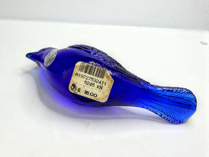 70's Fenton Cobalt Blue Glass Cardinal Bird Figurine Mint Original Label XN163