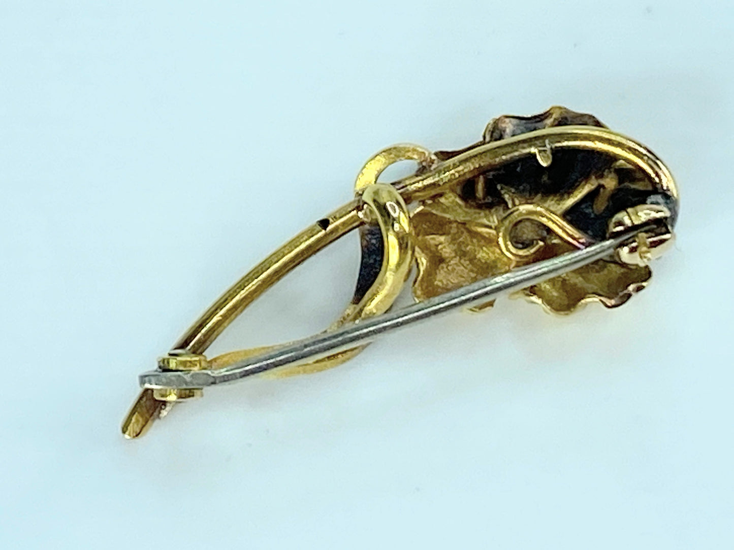 Antique 18k Old Euro Cut diamond seed pearls Floral brooch 32x13mm 2.6g JR413