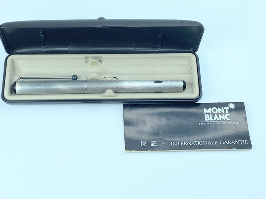 Montblanc Turbo Fountain Pen 1980s Brushed Steel Medium Steel Nib w/box