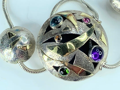 Signed Janet Sherman Gallery Artist 18K Gold Sterling Gemstone 44.1g JR416