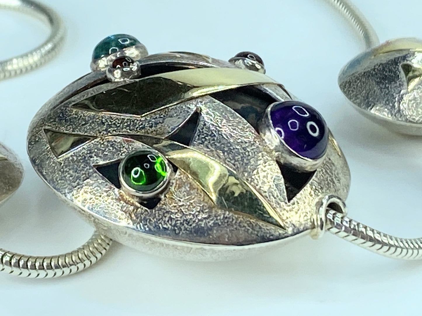 Signed Janet Sherman Gallery Artist 18K Gold Sterling Gemstone 44.1g JR416