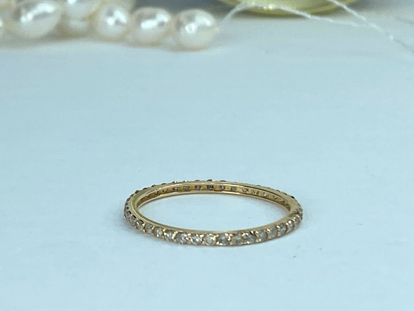14K Rose Gold Pavé Diamond Eternity Ring, s10.5, JR970