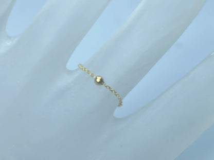 18K yellow gold 2.0mm gold bead cable link ring sz6 JR8426