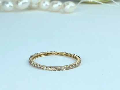 14K Rose Gold Pavé Diamond Eternity Ring, s10.5, JR970