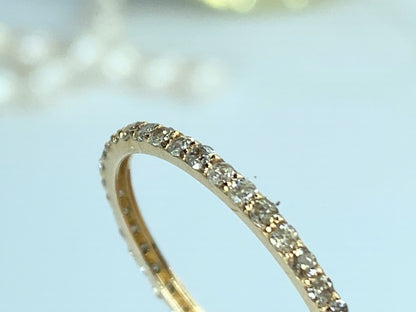 14K Rose Gold Pavé Diamond Eternity Ring, s10.5, JR970