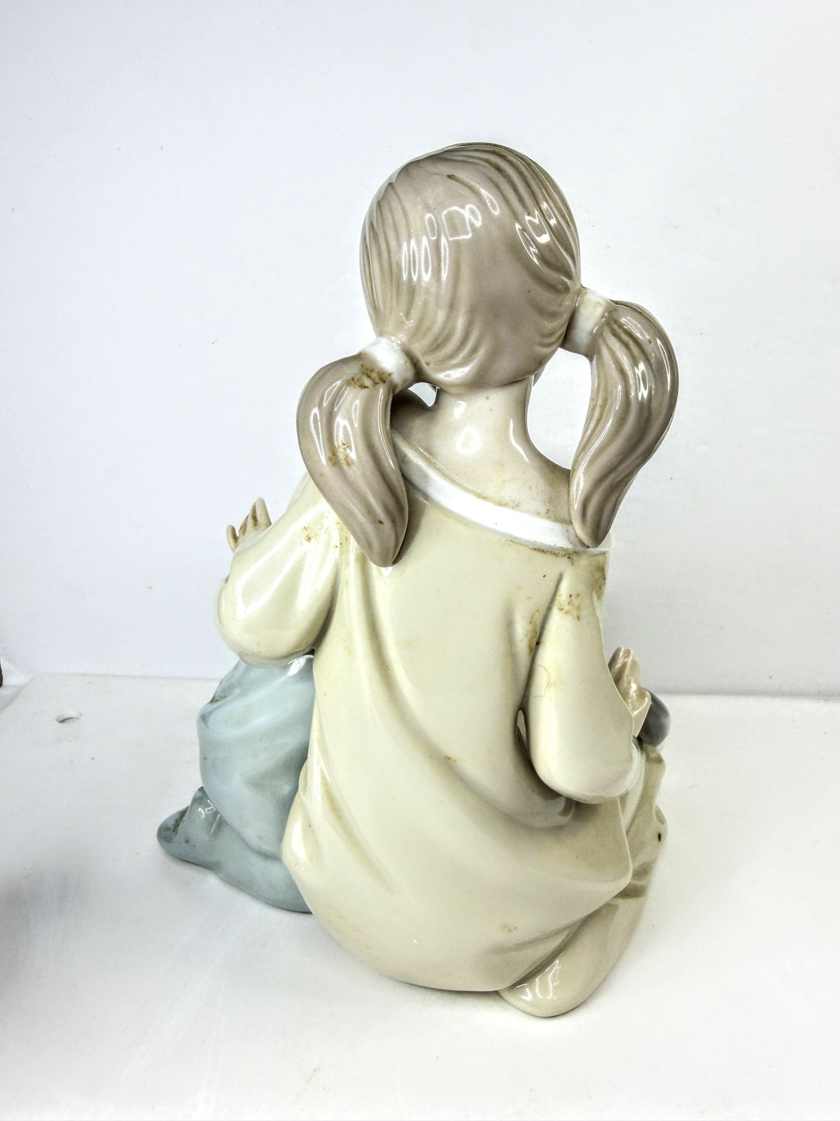 Retired Lladro Little Sister 1534 Girls with Cat Mint Porcelain Spain XN177