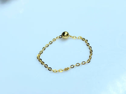 18K yellow gold 2.0mm gold bead cable link ring sz6 JR8426