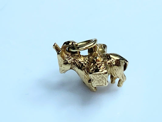 Vintage 9K carat gold Donkey with two load of goods