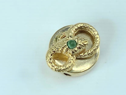 Antique 14K yellow gold Emerald Snake motif sliding charm 2.9g JR420