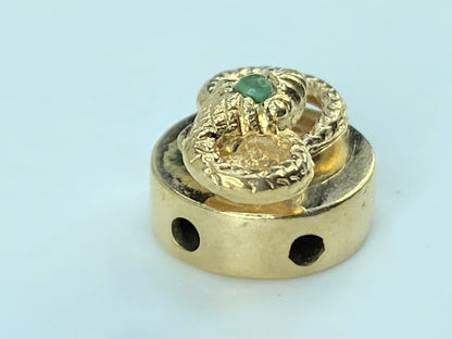 Antique 14K yellow gold Emerald Snake motif sliding charm 2.9g JR420