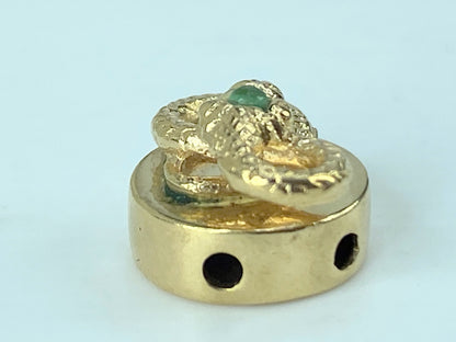 Antique 14K yellow gold Emerald Snake motif sliding charm 2.9g JR420