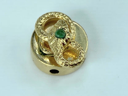 Antique 14K yellow gold Emerald Snake motif sliding charm 2.9g JR420