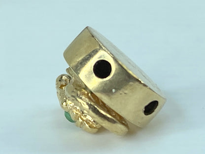 Antique 14K yellow gold Emerald Snake motif sliding charm 2.9g JR420