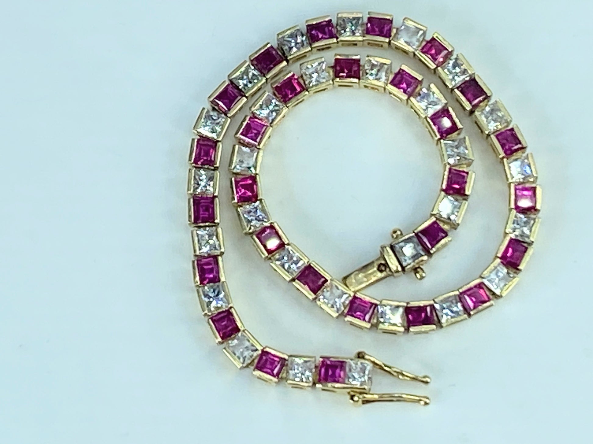 14K yellow gold 4.8ct natural Ruby tennis bracelet 8.25" 10.9g 8.25" JR421
