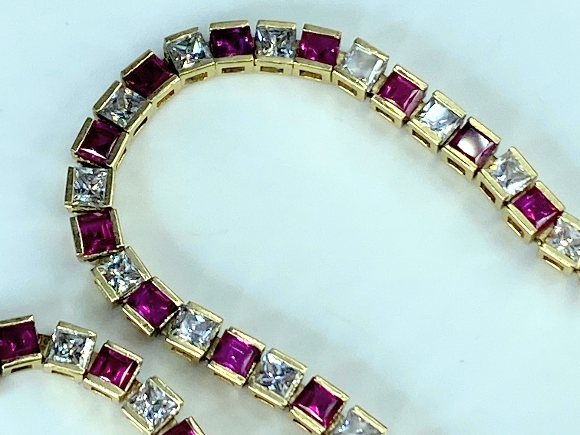 14K yellow gold 4.8ct natural Ruby tennis bracelet 8.25" 10.9g 8.25" JR421