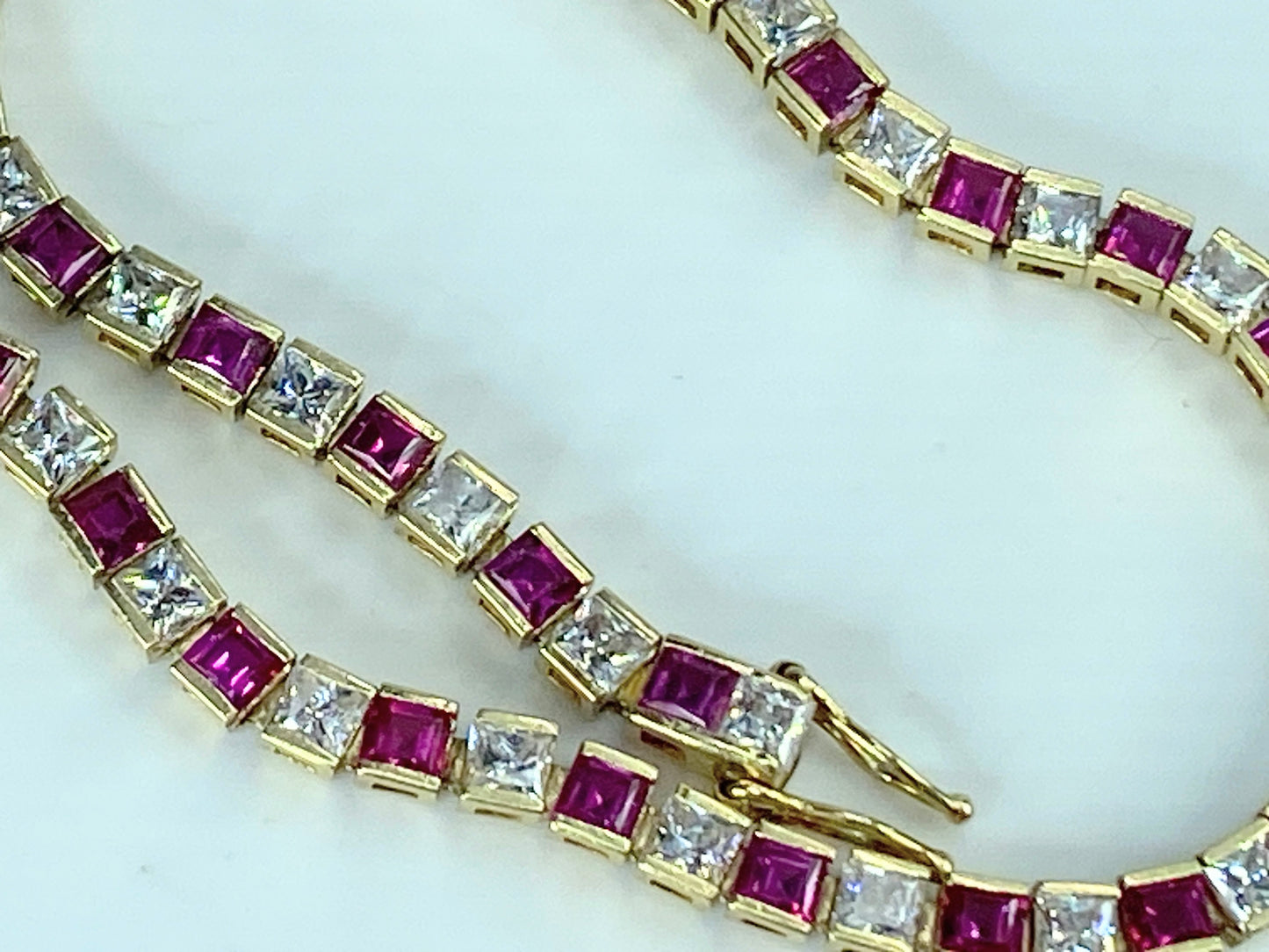 14K yellow gold 4.8ct natural Ruby tennis bracelet 8.25" 10.9g 8.25" JR421
