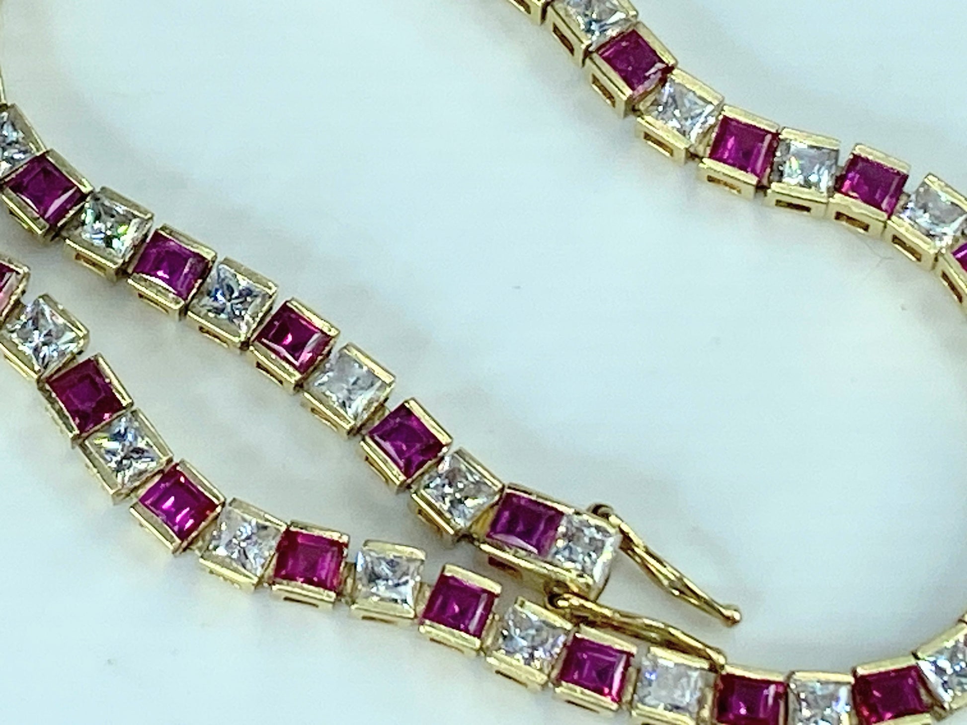 14K yellow gold 4.8ct natural Ruby tennis bracelet 8.25" 10.9g 8.25" JR421