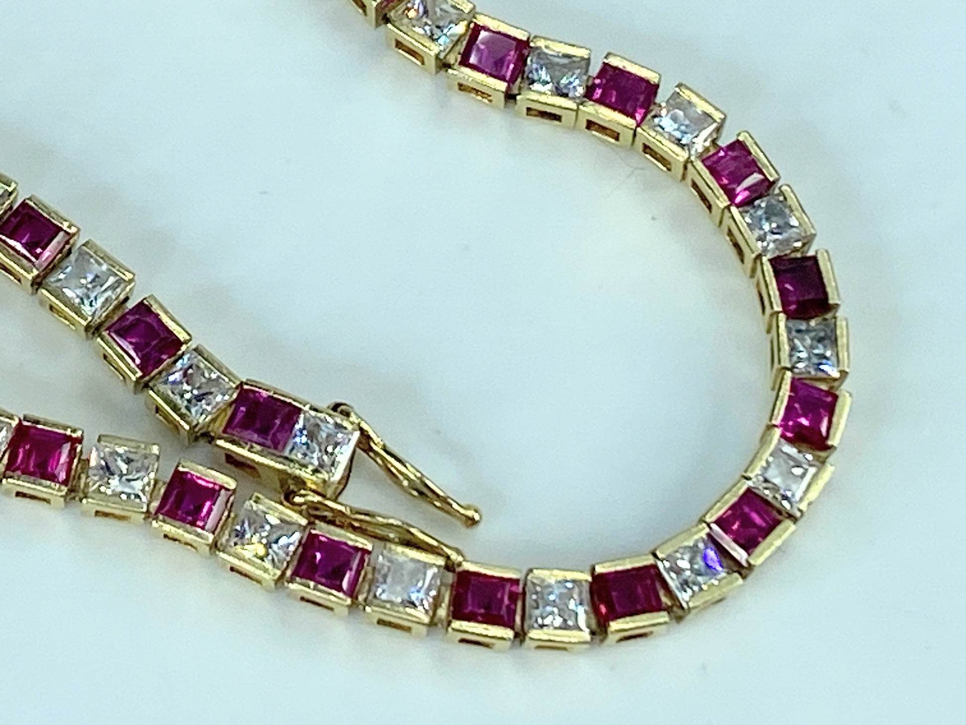 14K yellow gold 4.8ct natural Ruby tennis bracelet 8.25" 10.9g 8.25" JR421