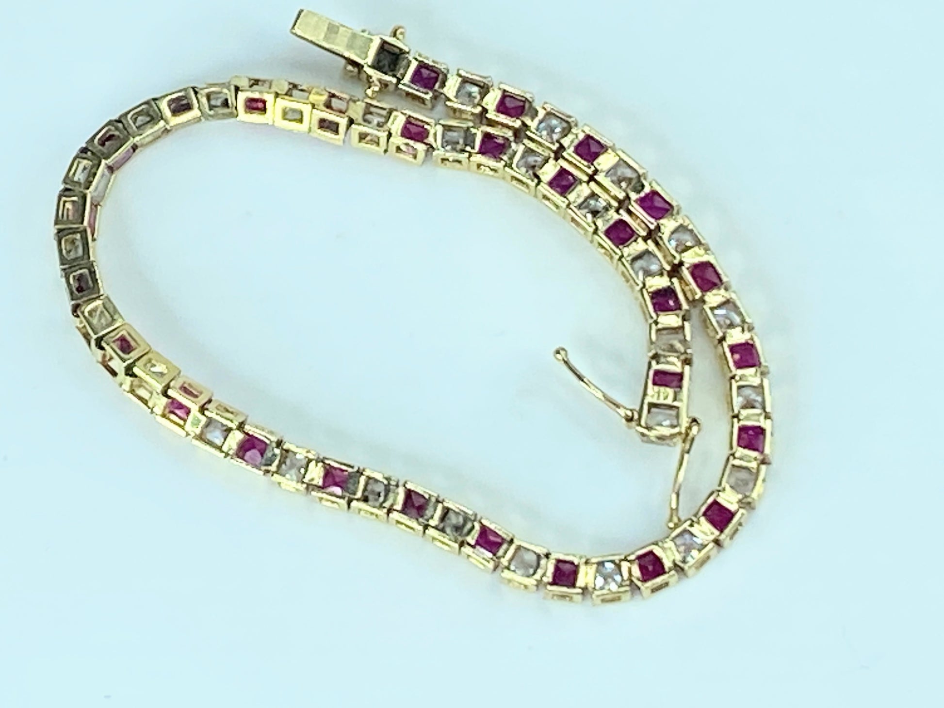 14K yellow gold 4.8ct natural Ruby tennis bracelet 8.25" 10.9g 8.25" JR421