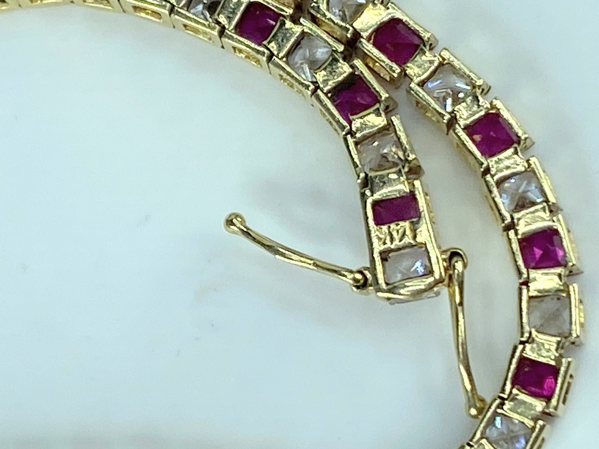 14K yellow gold 4.8ct natural Ruby tennis bracelet 8.25" 10.9g 8.25" JR421