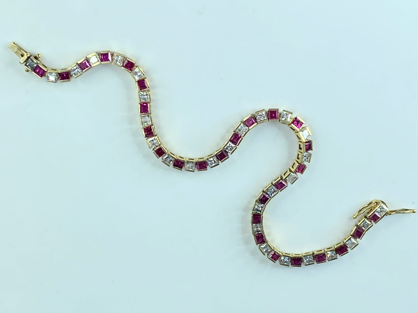 14K yellow gold 4.8ct natural Ruby tennis bracelet 8.25" 10.9g 8.25" JR421