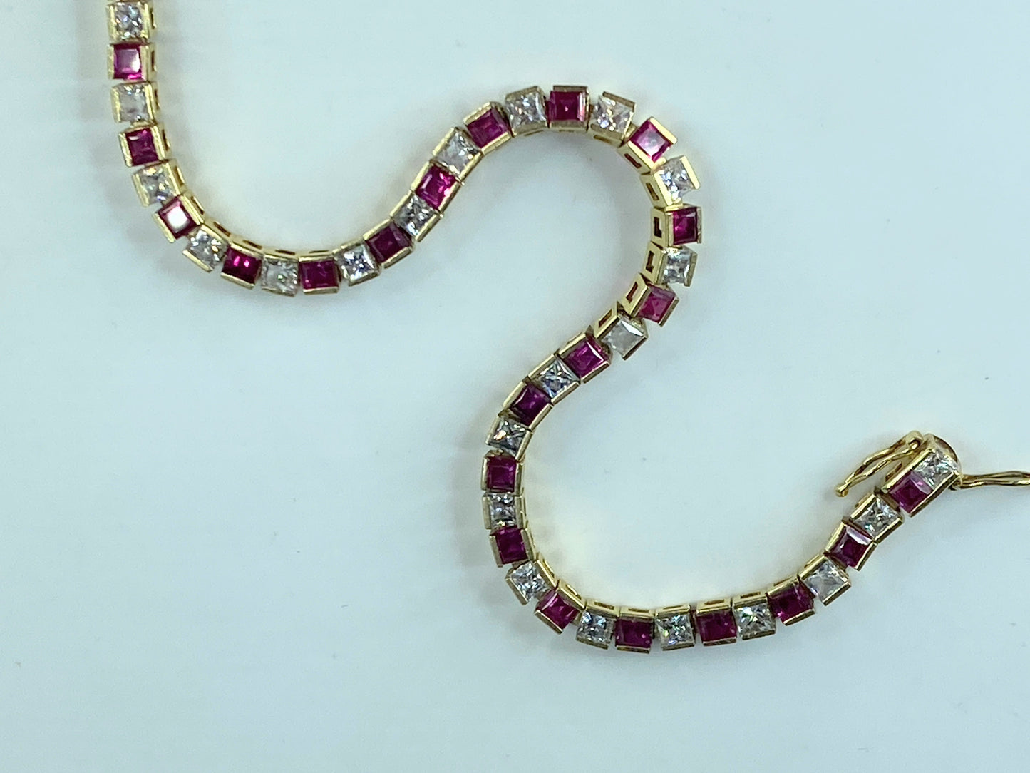 14K yellow gold 4.8ct natural Ruby tennis bracelet 8.25" 10.9g 8.25" JR421