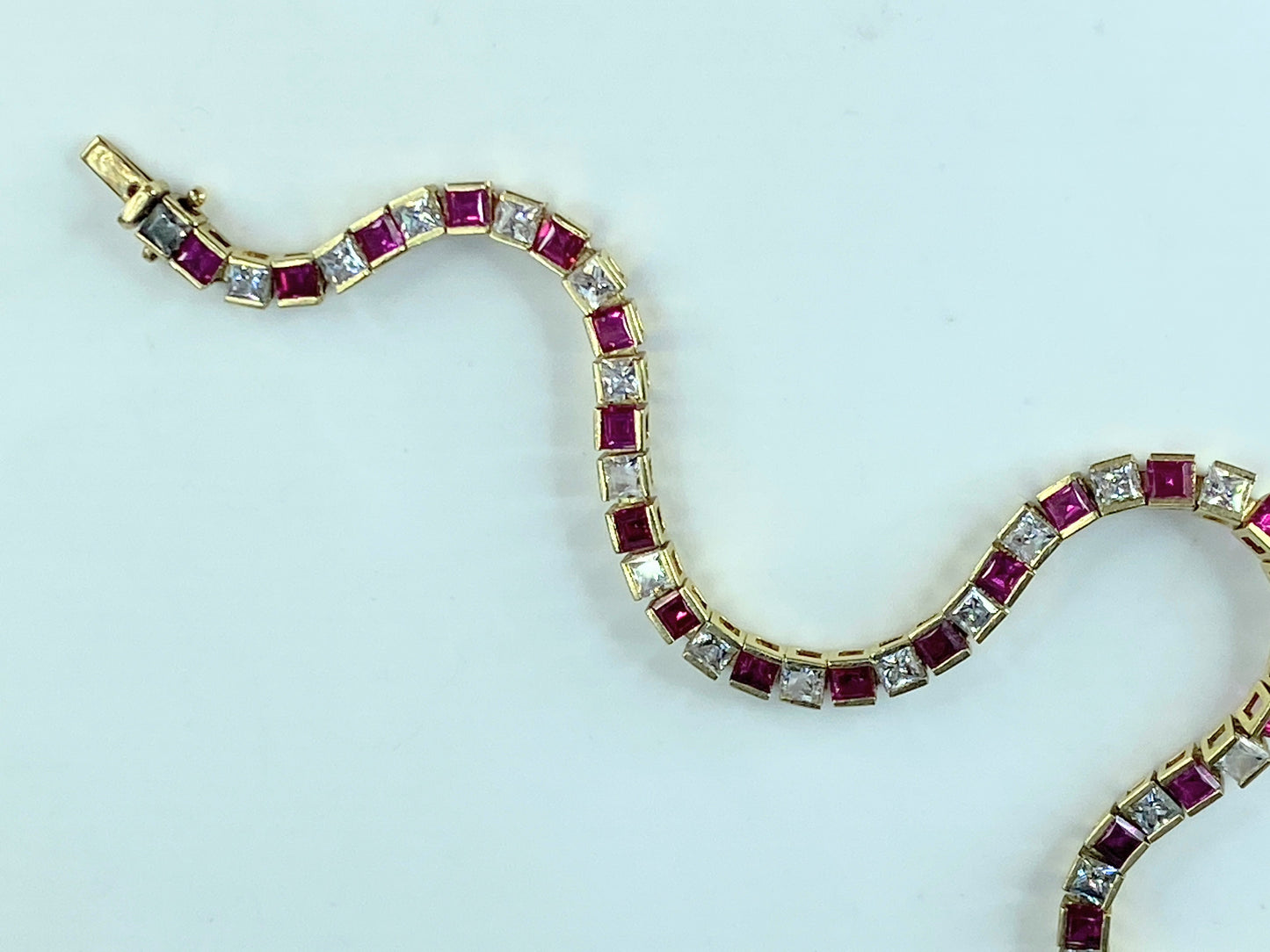 14K yellow gold 4.8ct natural Ruby tennis bracelet 8.25" 10.9g 8.25" JR421