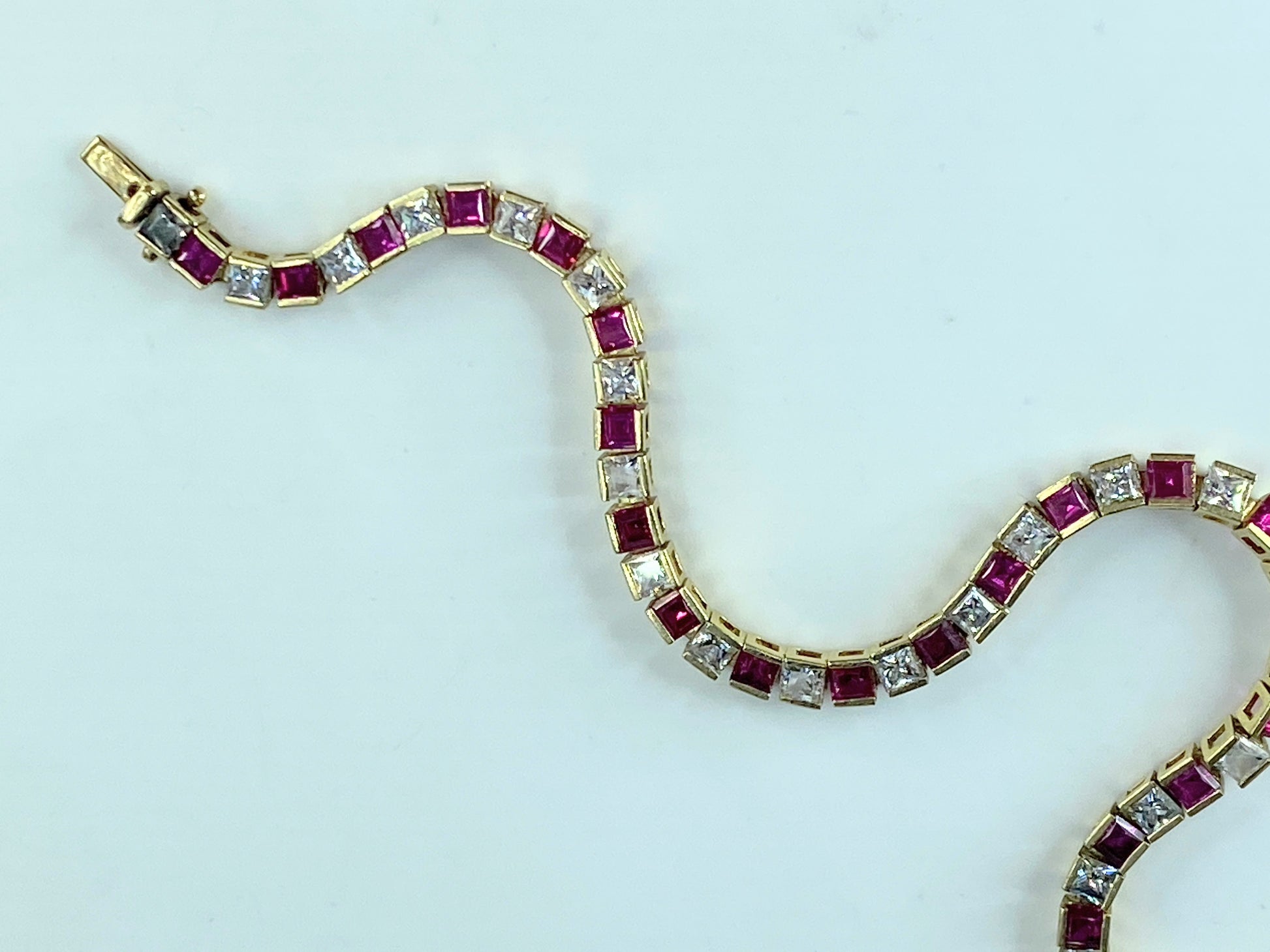 14K yellow gold 4.8ct natural Ruby tennis bracelet 8.25" 10.9g 8.25" JR421