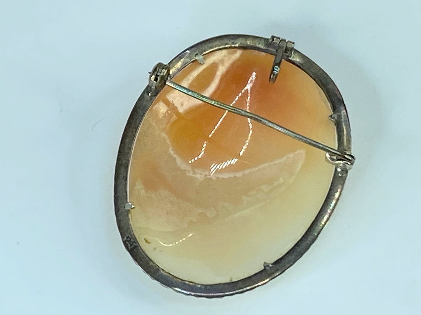 Vintage 900 silver Shell Cameo brooch in original box 33mm 5g JR422
