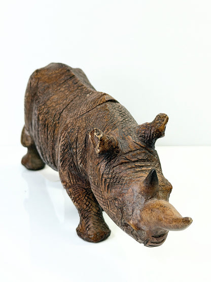 Vintage Japanese Bronze Rhinoceros Miniature Sculpture 8.5" x 3" SS255