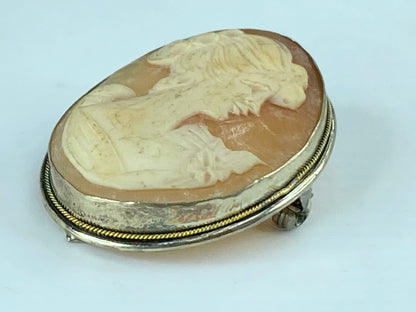 Vintage 900 silver Shell Cameo brooch in original box 33mm 5g JR422