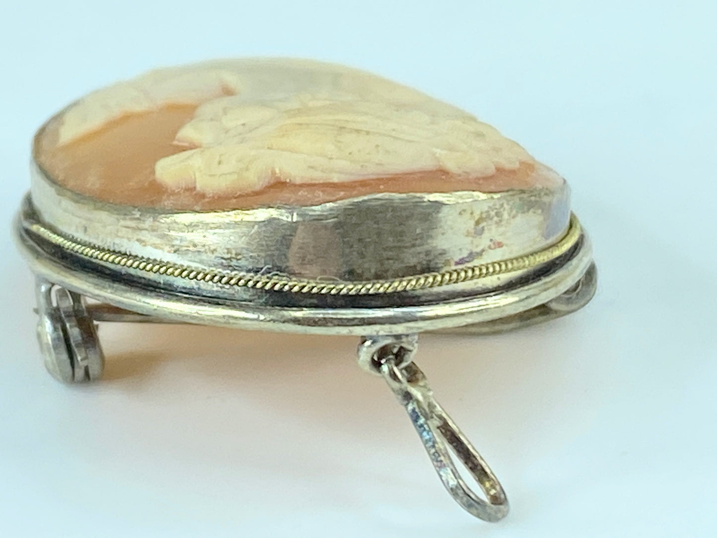 Vintage 900 silver Shell Cameo brooch in original box 33mm 5g JR422